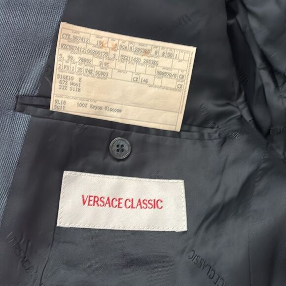 Versace Classic 100% rayon Men's Blue/gray Blazer, R50 - Picture 11 of 12